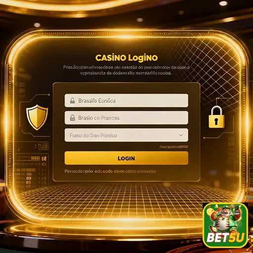 Interface de login do cassino bet5u, destacando opções de acesso e design atrativo.