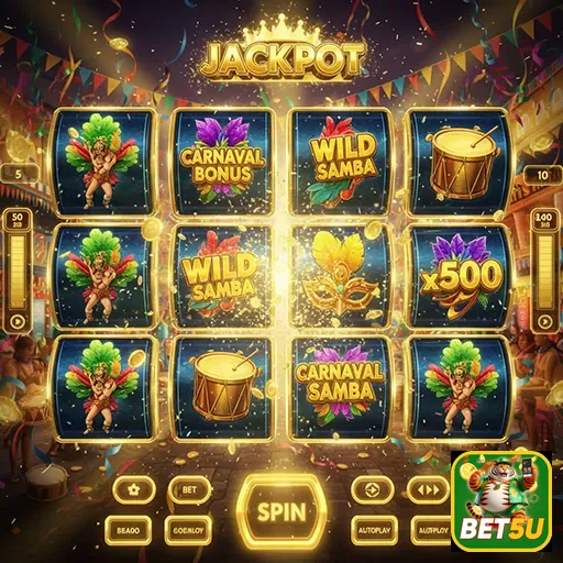 Imagem de Jackpot do Carnaval no Bet5U, destaque para jogos emocionantes e prêmios grandes.